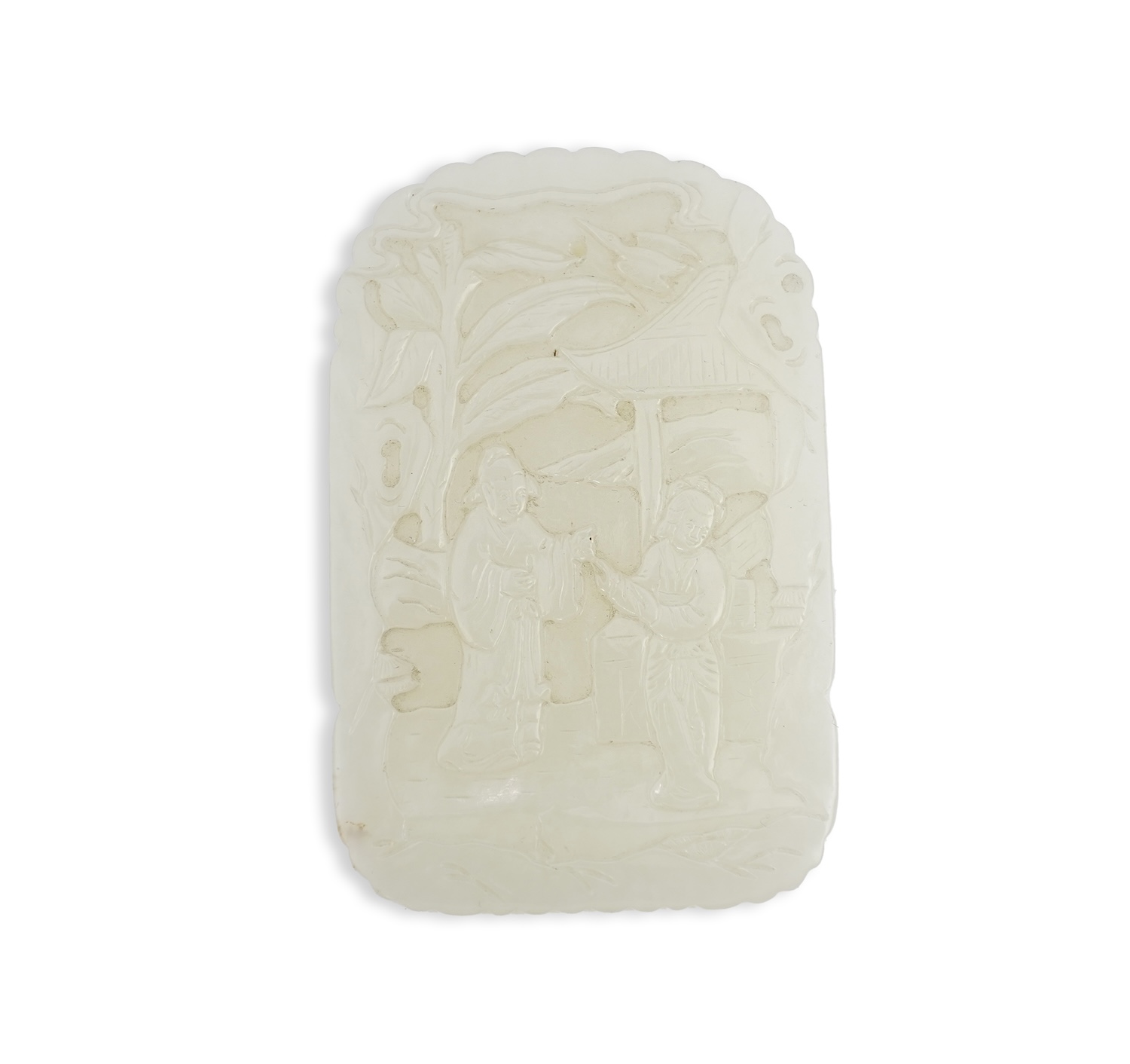 A Chinese white jade pendant plaque, possibly Qing dynasty